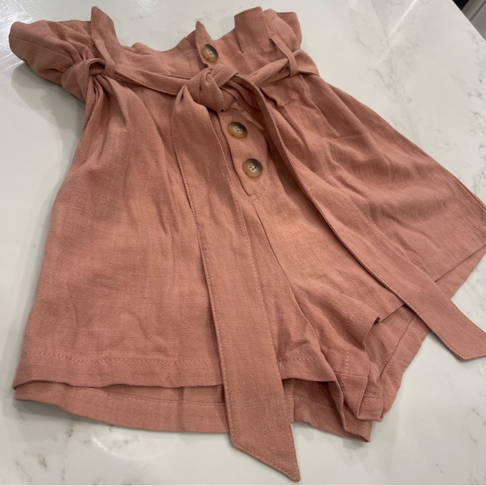 Topshop Blush Pink Casual High Waisted Shorts - Picture 3 of 13